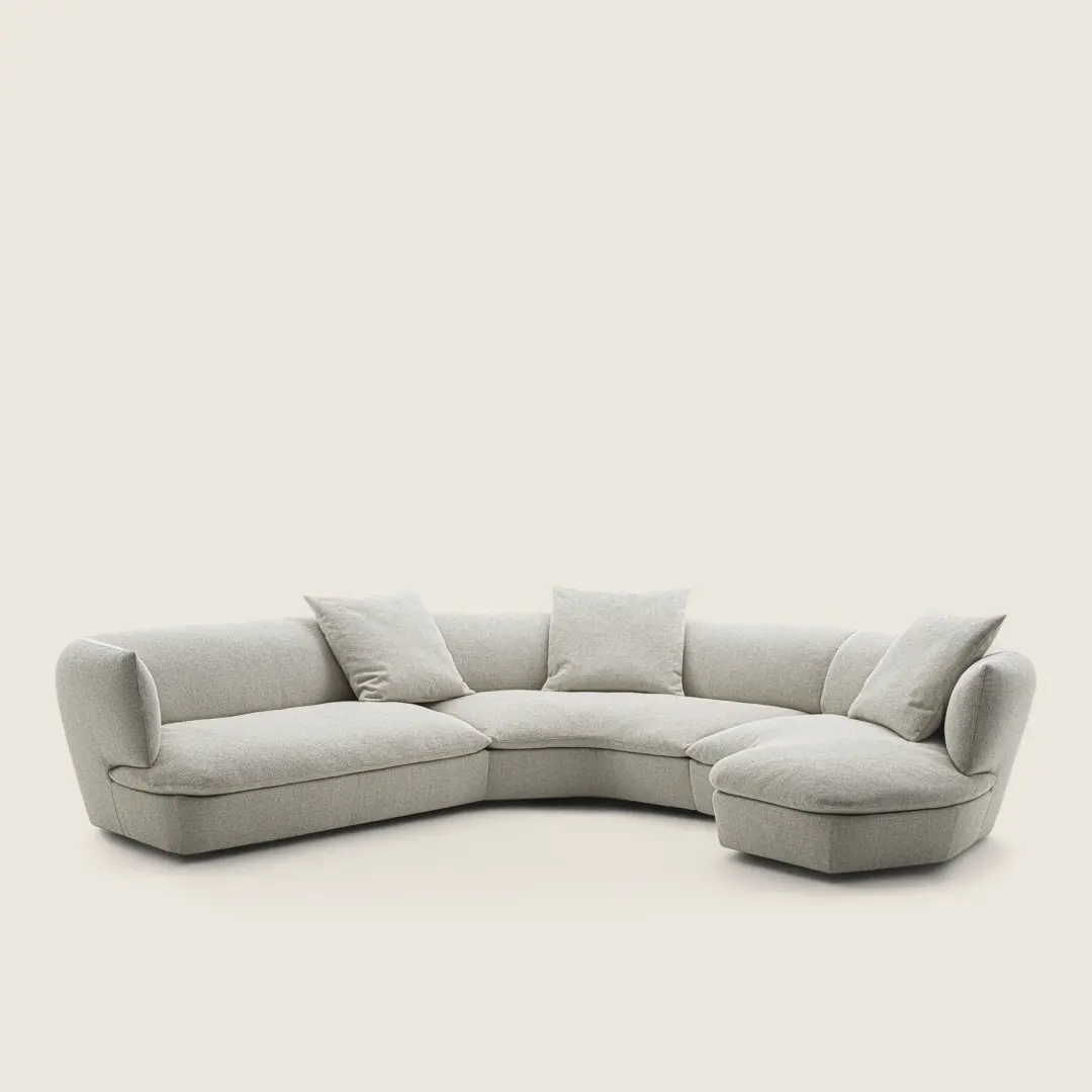 Sienna Curved Sofa - Beige Linen